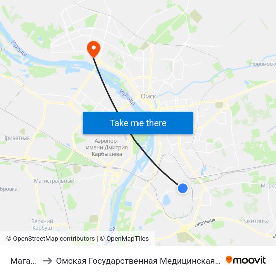 Магазин to Омская Государственная Медицинская Академия map