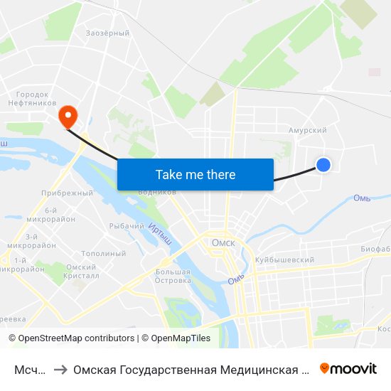 Мсч-11 to Омская Государственная Медицинская Академия map