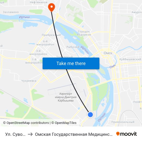 Ул. Суворова to Омская Государственная Медицинская Академия map
