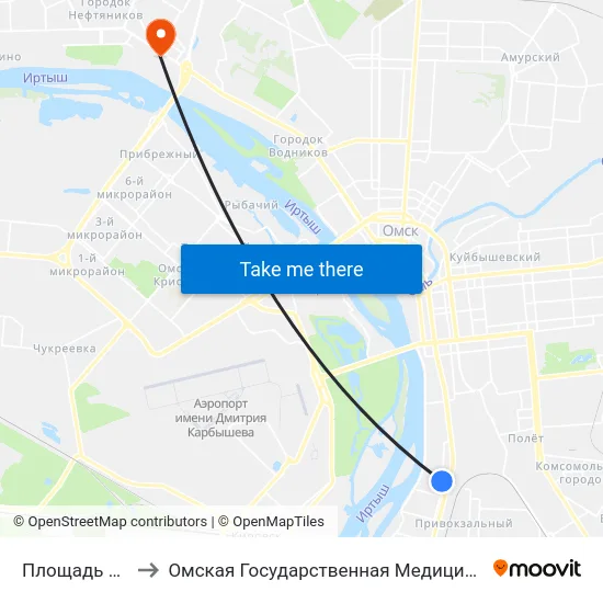 Площадь Серова to Омская Государственная Медицинская Академия map