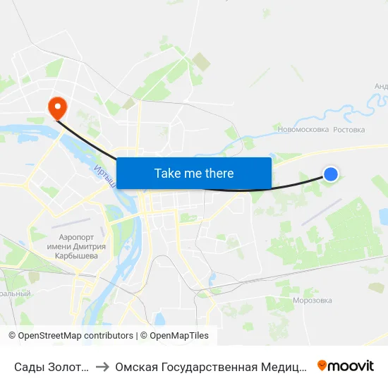 Сады Золотое Руно to Омская Государственная Медицинская Академия map