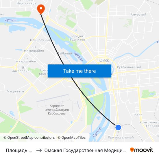 Площадь Серова to Омская Государственная Медицинская Академия map