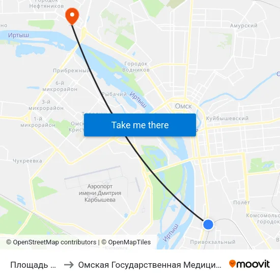 Площадь Серова to Омская Государственная Медицинская Академия map