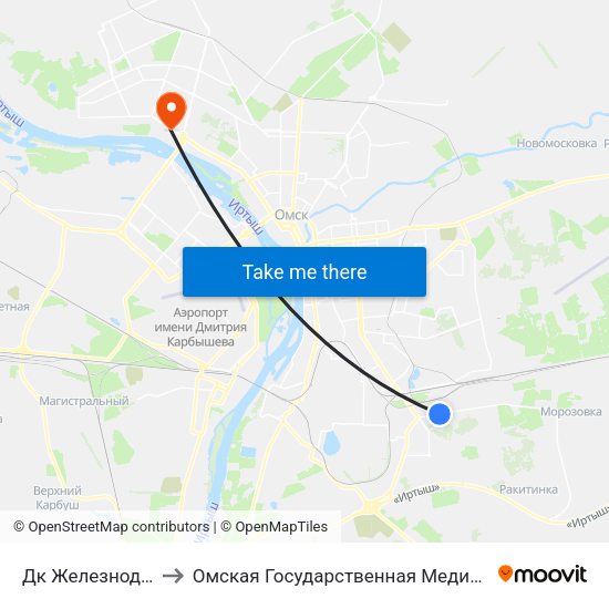 Дк Железнодорожник to Омская Государственная Медицинская Академия map