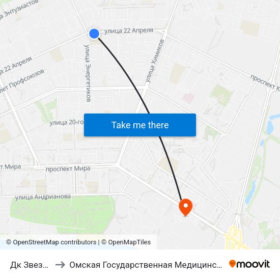 Дк Звездный to Омская Государственная Медицинская Академия map