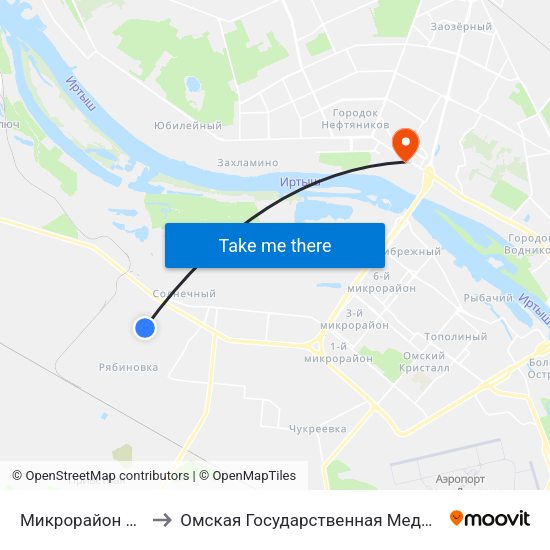Микрорайон Рябиновка to Омская Государственная Медицинская Академия map