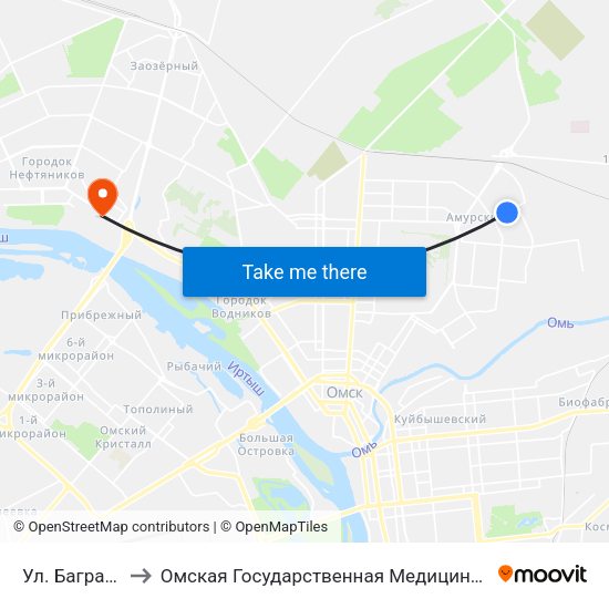 Ул. Багратиона to Омская Государственная Медицинская Академия map