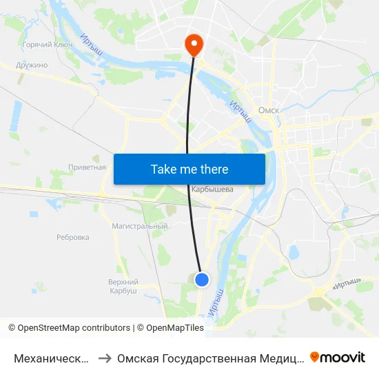 Механический Завод to Омская Государственная Медицинская Академия map