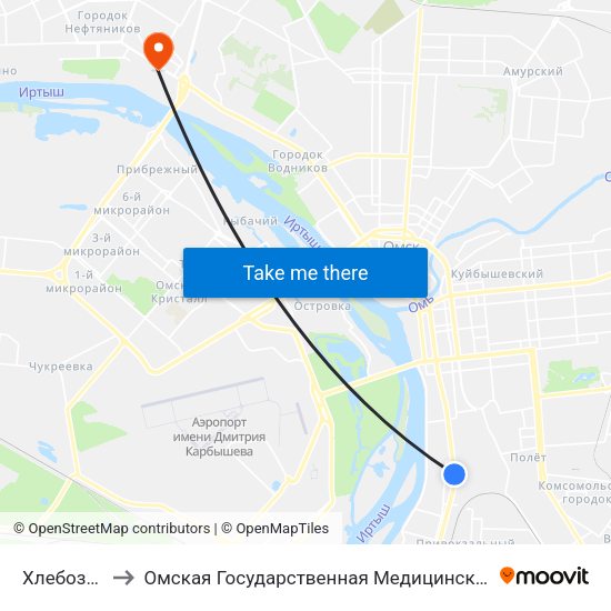 Хлебозавод to Омская Государственная Медицинская Академия map