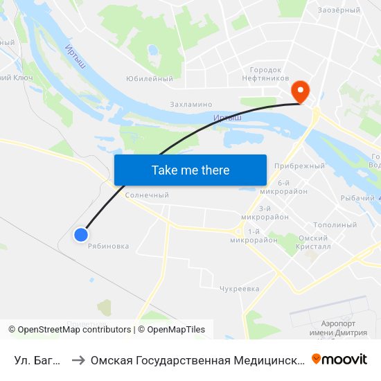 Ул. Багнюка to Омская Государственная Медицинская Академия map