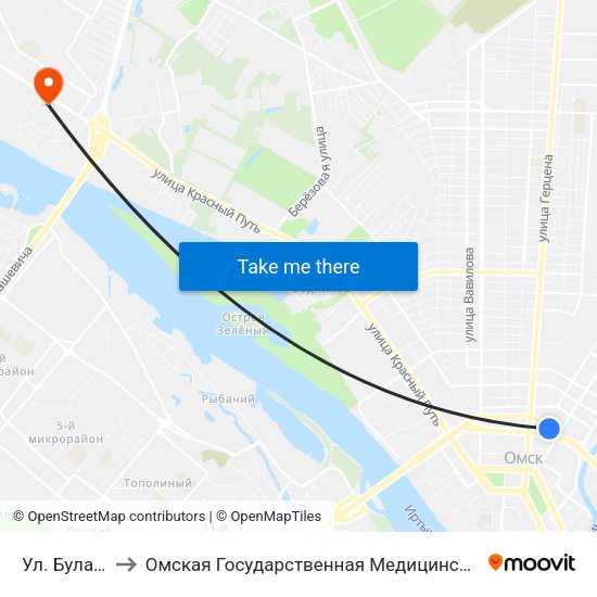 Ул. Булатова to Омская Государственная Медицинская Академия map