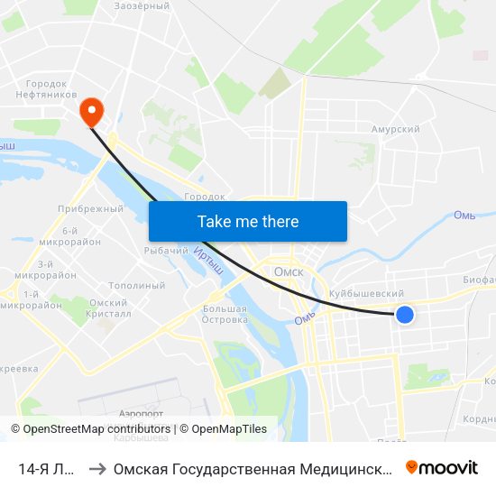 14-Я Линия to Омская Государственная Медицинская Академия map