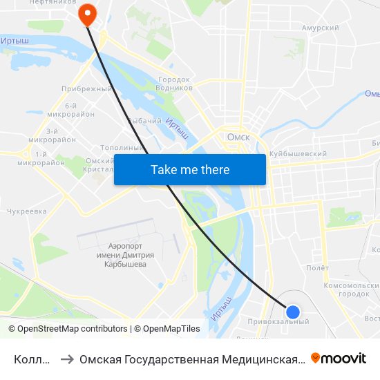 Колледж to Омская Государственная Медицинская Академия map