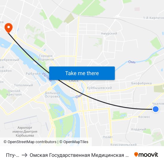 Пту-43 to Омская Государственная Медицинская Академия map