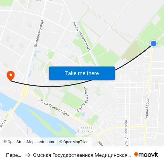 Переезд to Омская Государственная Медицинская Академия map