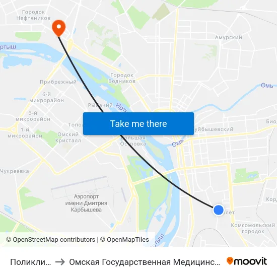 Поликлиника to Омская Государственная Медицинская Академия map