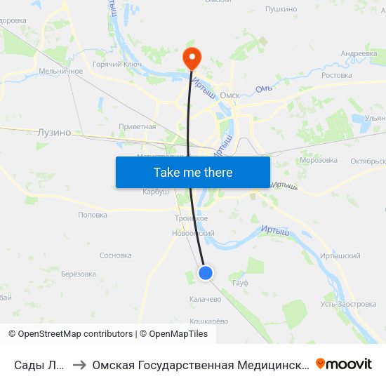 Сады Лилия to Омская Государственная Медицинская Академия map