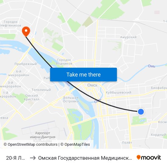 20-Я Линия to Омская Государственная Медицинская Академия map