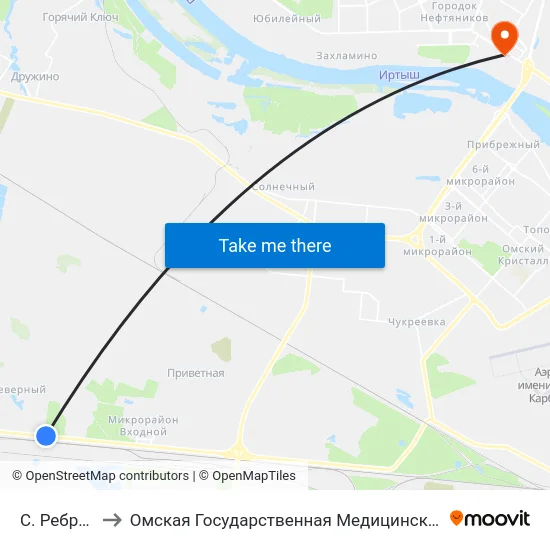 С. Ребровка to Омская Государственная Медицинская Академия map