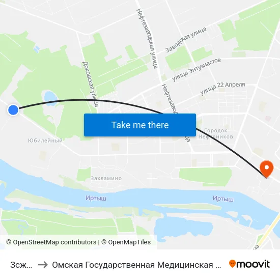 Зсжб-5 to Омская Государственная Медицинская Академия map