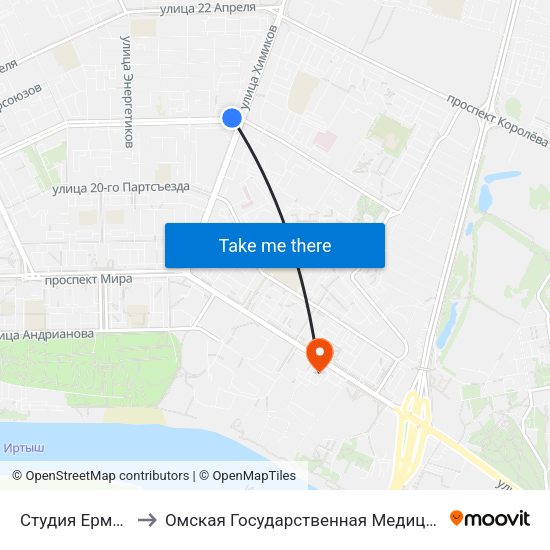 Студия Ермолаевой to Омская Государственная Медицинская Академия map