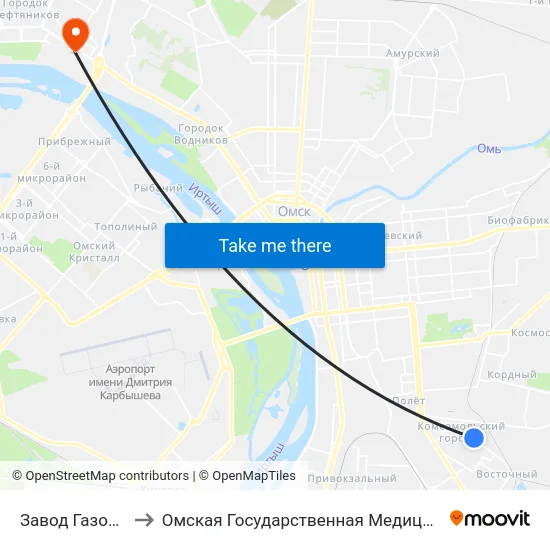 Завод Газоаппарат to Омская Государственная Медицинская Академия map