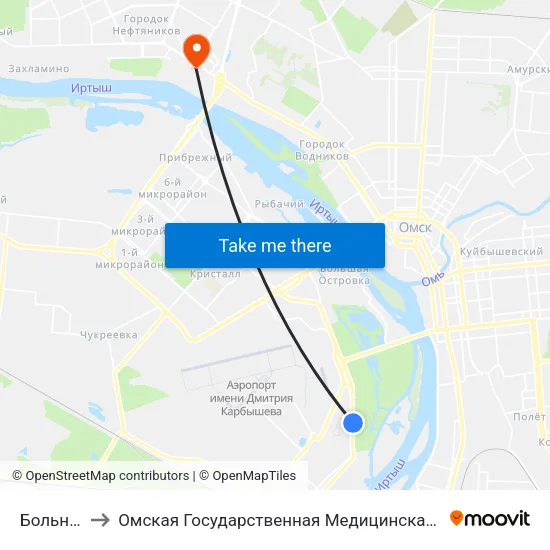 Больница to Омская Государственная Медицинская Академия map