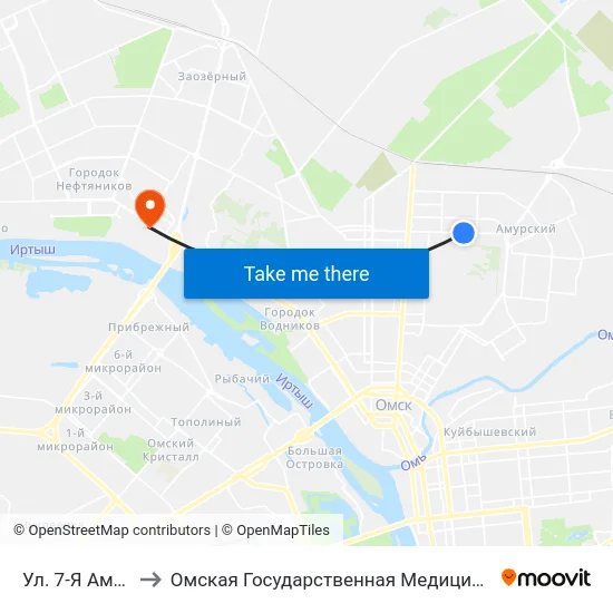 Ул. 7-Я Амурская to Омская Государственная Медицинская Академия map