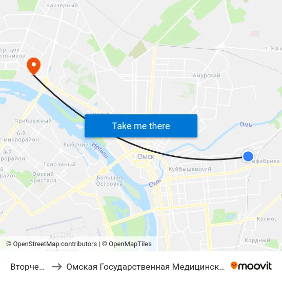 Вторчермет to Омская Государственная Медицинская Академия map