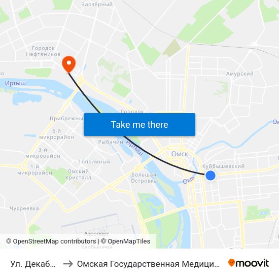 Ул. Декабристов to Омская Государственная Медицинская Академия map