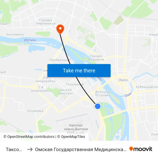 Таксопарк to Омская Государственная Медицинская Академия map