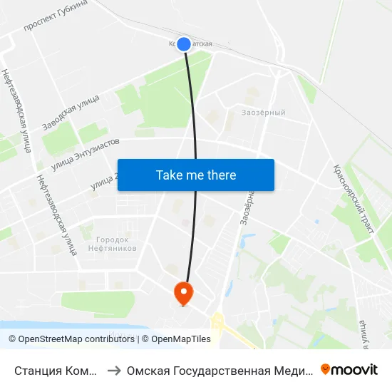 Станция Комбинатская to Омская Государственная Медицинская Академия map
