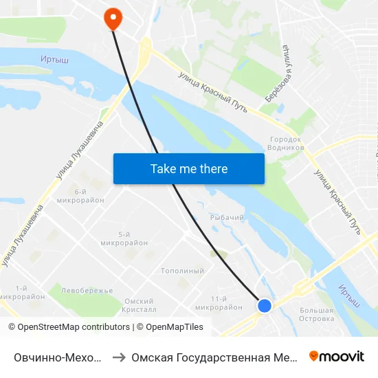 Овчинно-Меховая Фабрика to Омская Государственная Медицинская Академия map