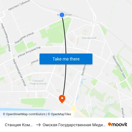 Станция Комбинатская to Омская Государственная Медицинская Академия map