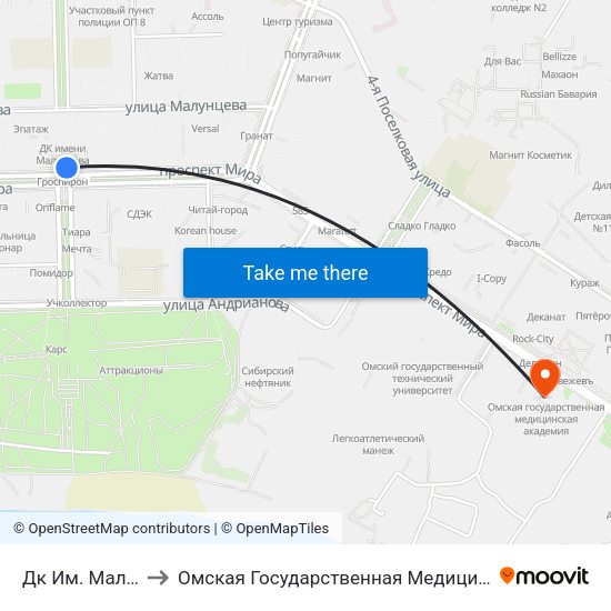 Дк Им. Малунцева to Омская Государственная Медицинская Академия map