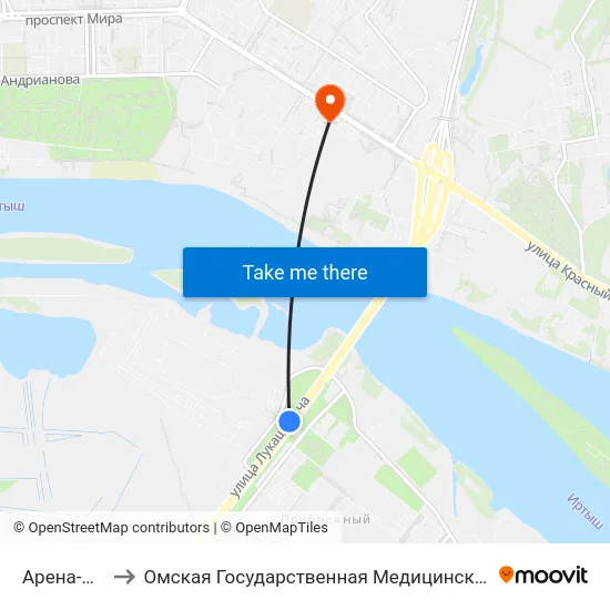 Арена-Омск to Омская Государственная Медицинская Академия map