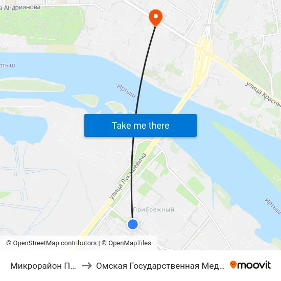Микрорайон Прибрежный to Омская Государственная Медицинская Академия map