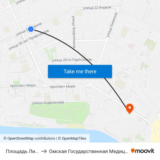 Площадь Лицкевича to Омская Государственная Медицинская Академия map