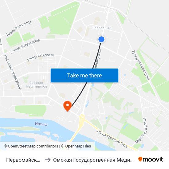 Первомайский Рынок to Омская Государственная Медицинская Академия map