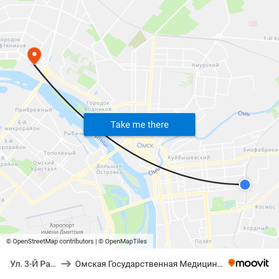 Ул. 3-Й Разъезд to Омская Государственная Медицинская Академия map