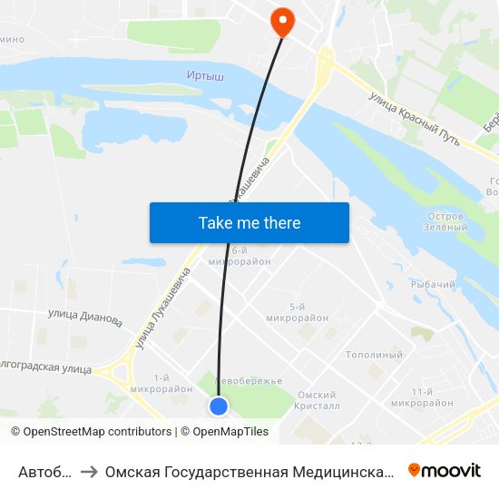 Автобаза to Омская Государственная Медицинская Академия map