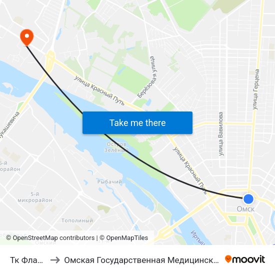 Тк Флагман to Омская Государственная Медицинская Академия map