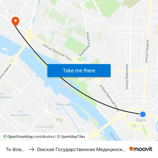 Тк Флагман to Омская Государственная Медицинская Академия map