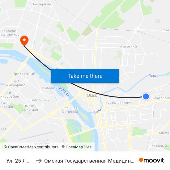 Ул. 25-Я Линия to Омская Государственная Медицинская Академия map