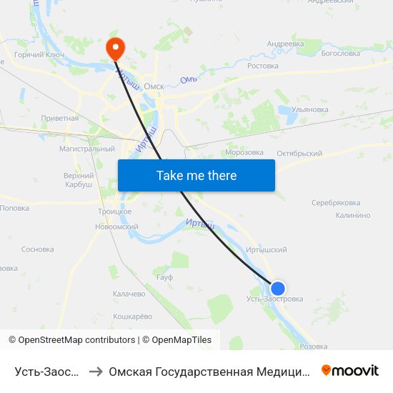 Усть-Заостровка to Омская Государственная Медицинская Академия map