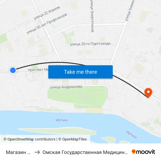 Магазин Садко to Омская Государственная Медицинская Академия map