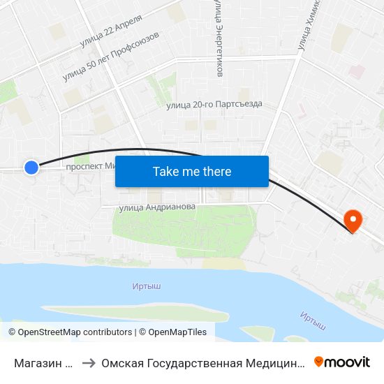 Магазин Садко to Омская Государственная Медицинская Академия map