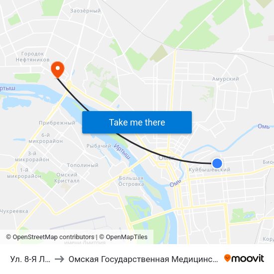 Ул. 8-Я Линия to Омская Государственная Медицинская Академия map