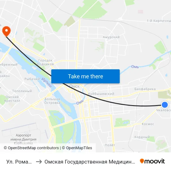 Ул. Романенко to Омская Государственная Медицинская Академия map