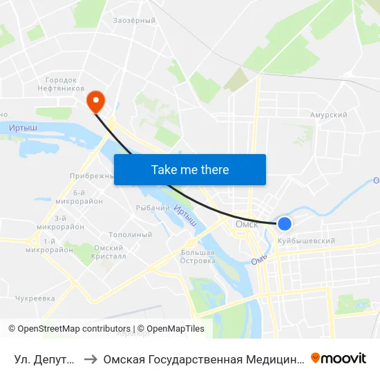 Ул. Депутатская to Омская Государственная Медицинская Академия map